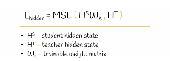 隐藏层蒸馏损失函数计算公式。